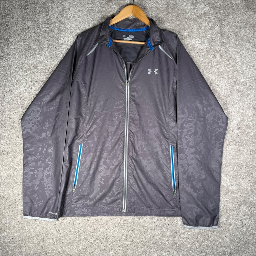 Under Armour Mens XL Run Camo Windbreaker Jacket Gray Full Zip Lightweight XL/TG